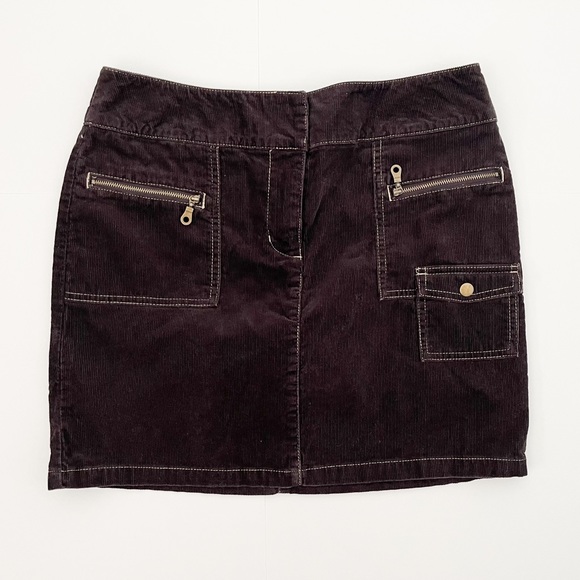 INC International Concepts Chocolate Brown Corduroy Mini Skirt - Picture 1 of 4